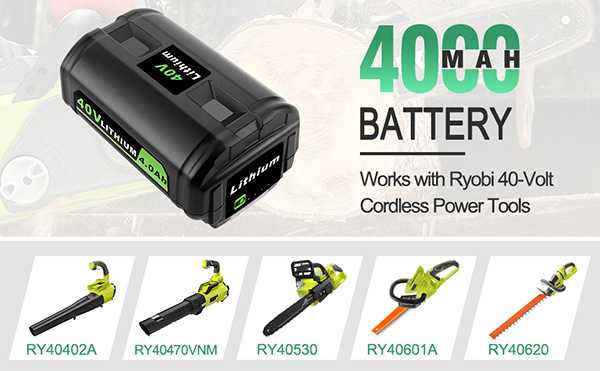 Batería de litio de 4000mAh y 40V OP4040 de repuesto para batería de herramienta eléctrica Ryobi de 40 voltios OP4050A OP4015 OP4026 OP40201 OP40261 OP4030