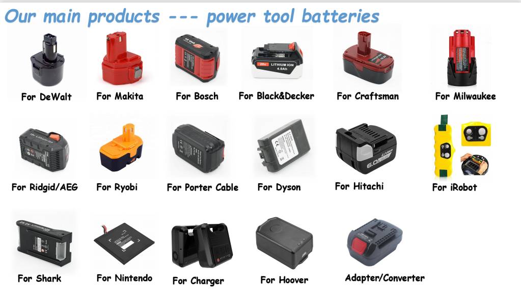 Our main products --- power tool batteries